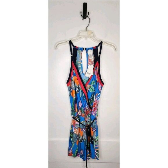 Trina Turk Tahiti Tropical Pacific Swim Romper Swimsuit Cover Up Sz Medium Spa - Picture 1 of 9